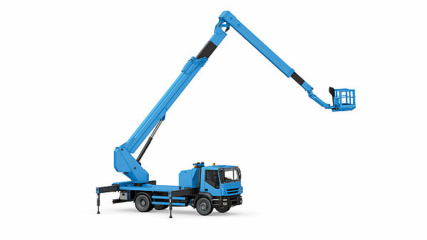 Application model scissor lift in blue