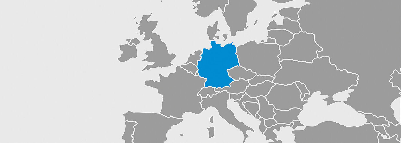 World map with Germany marked in blue