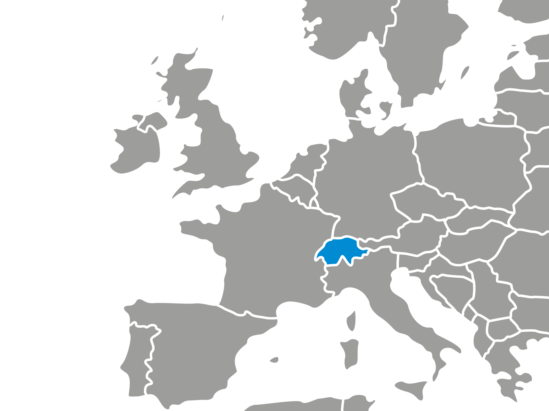 Landkarte mit Fokus auf die Schweiz