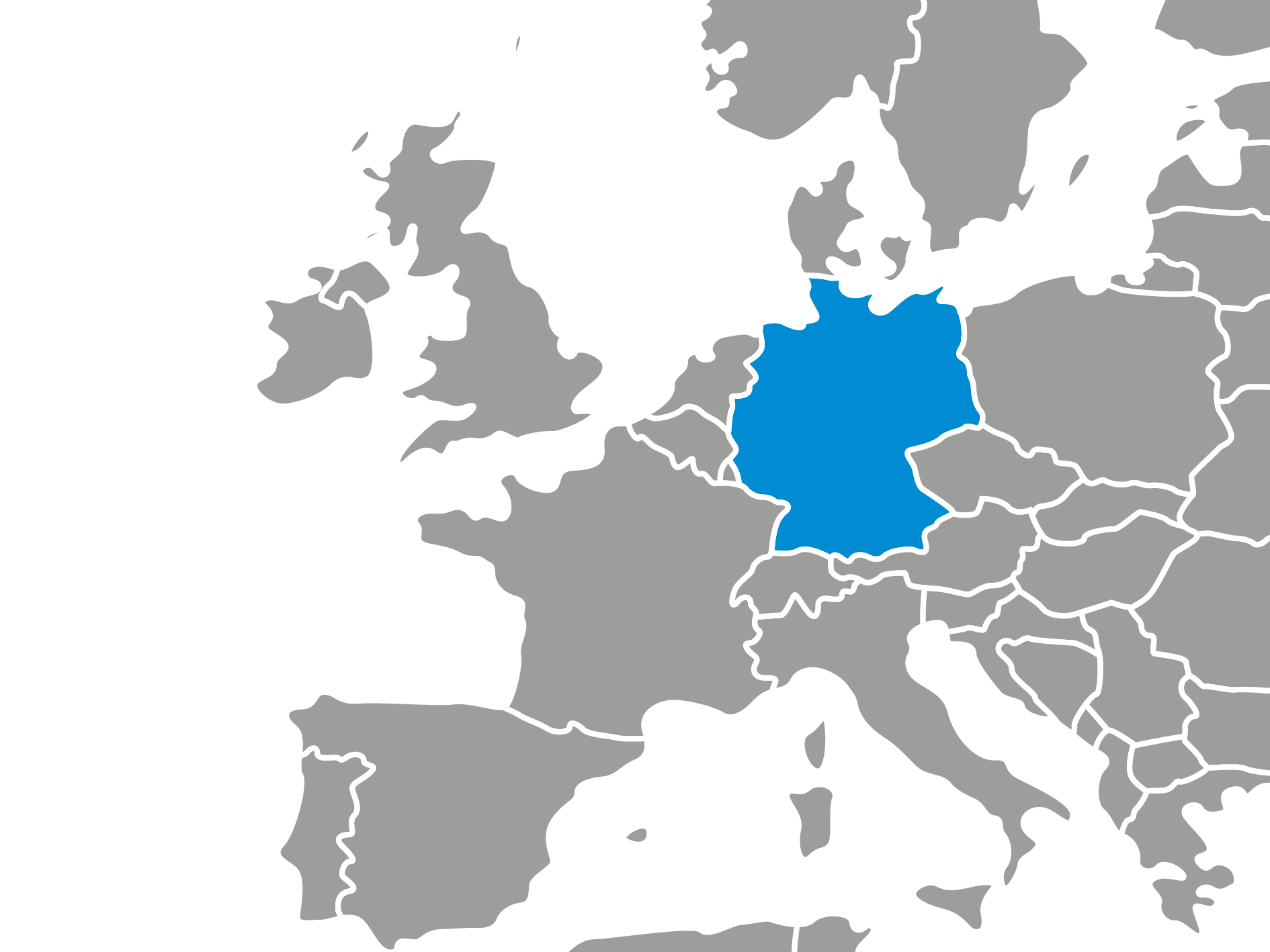 Map focusing on Germany