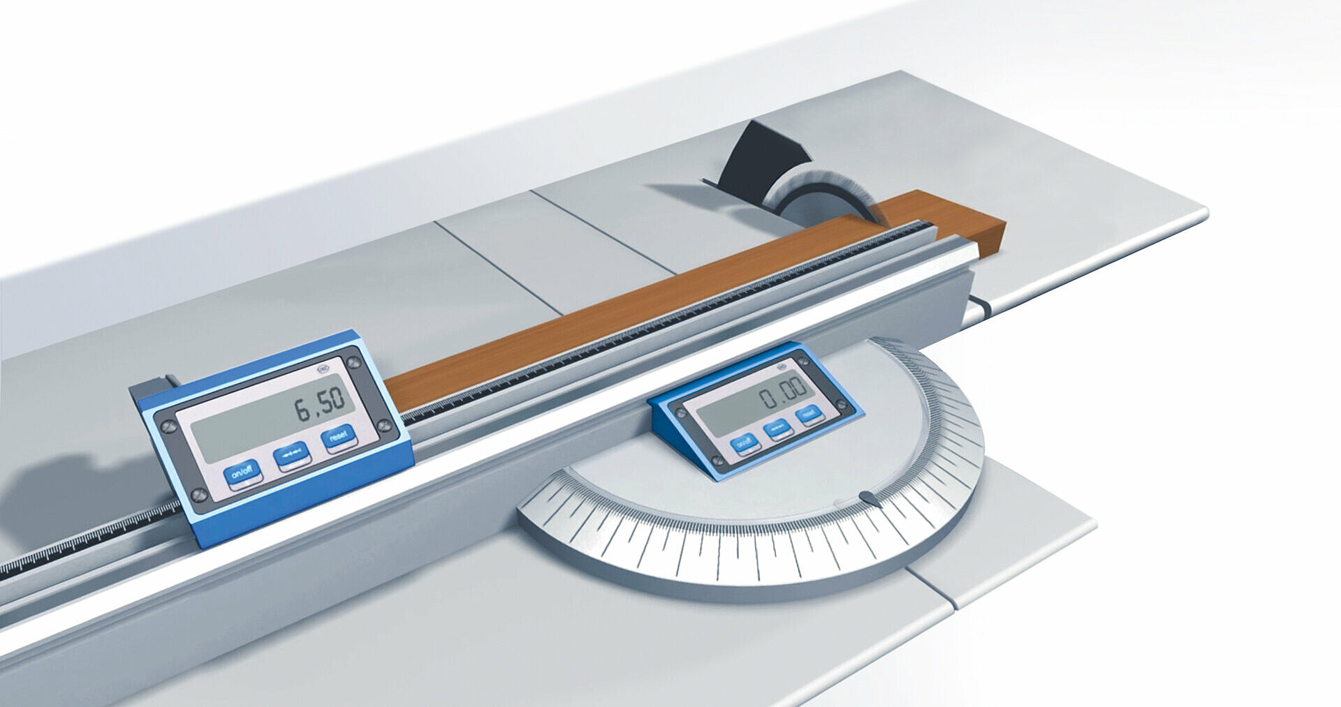 Esempio di applicazione per encoder magnetici con display di misurazione nella lavorazione del legno