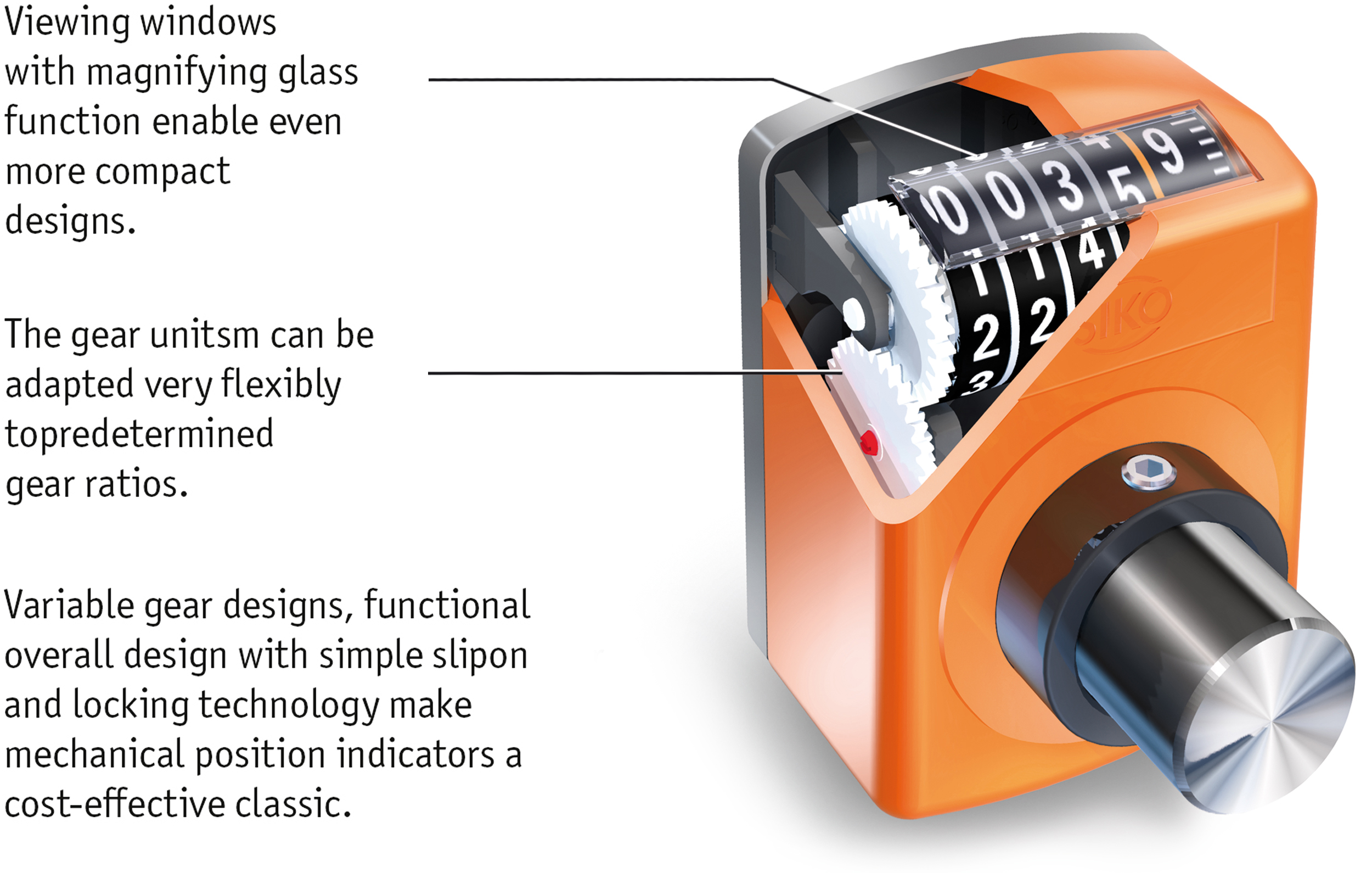 Costruzione di un indicatore di posizione digitale meccanico da SIKO Costruzione di un indicatore di posizione digitale meccanico da SIKO